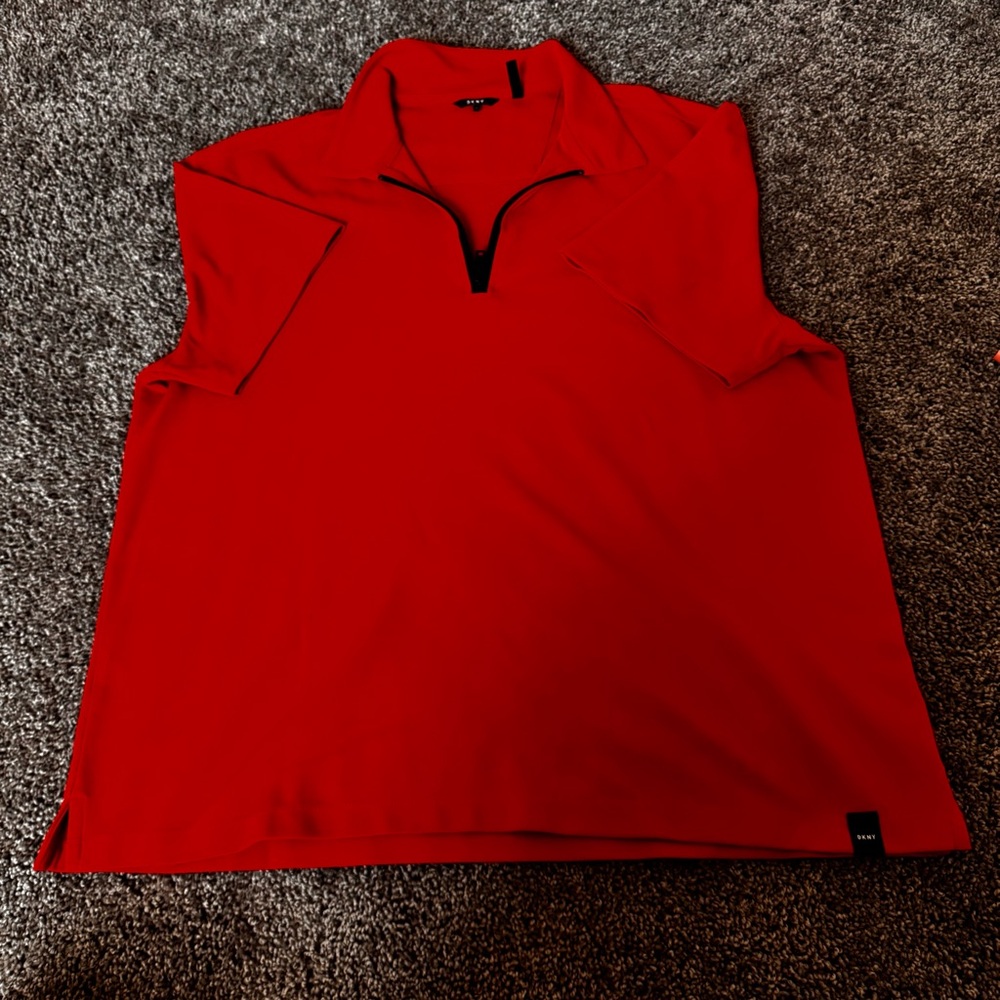 DKNY Red Polo Shirt with Zipper